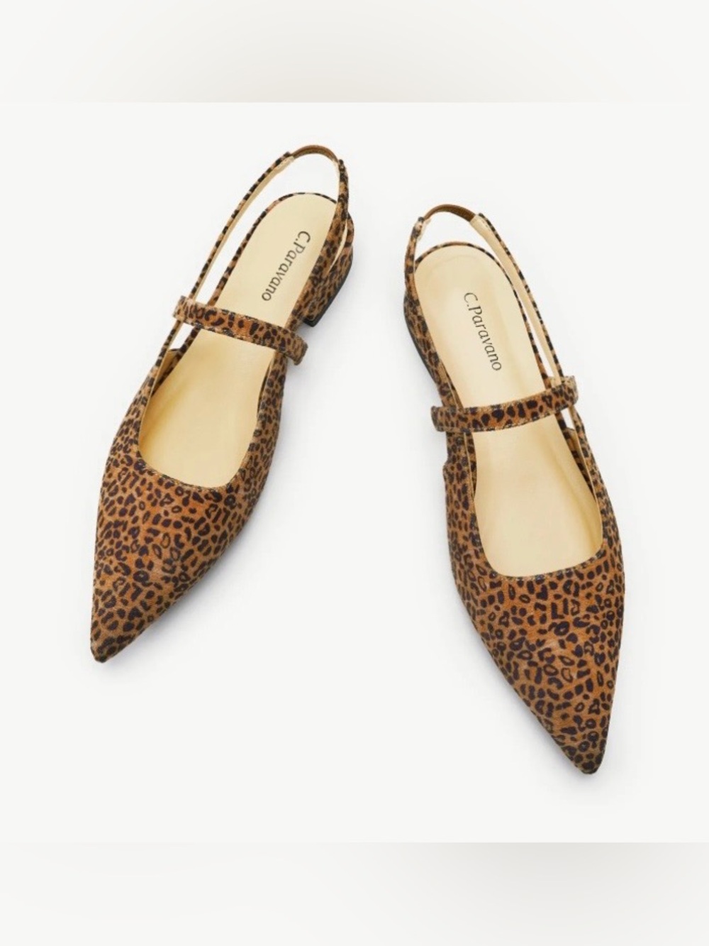 C.Paravano Women's Slingback Flat Leopard Pointed Toe